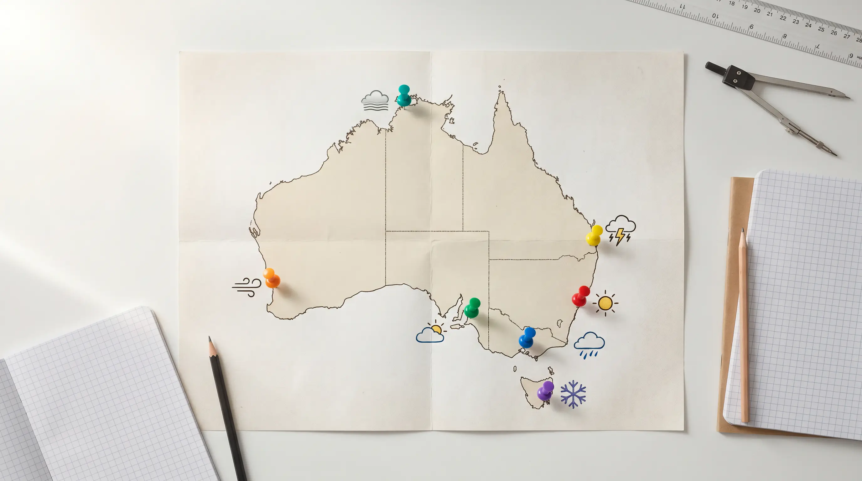 Map of Australian RWC 2027 venues with distinct climate profiles
