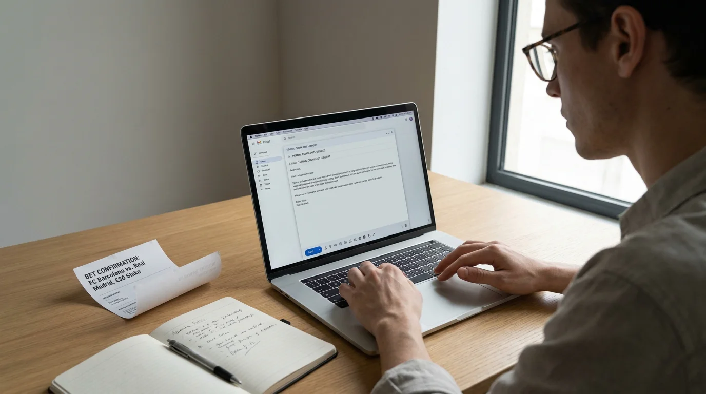 Bettor filing a formal complaint through dispute resolution process