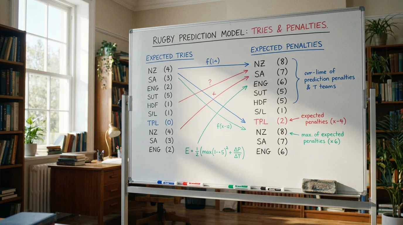 Prediction model generating most likely scorelines for a rugby match