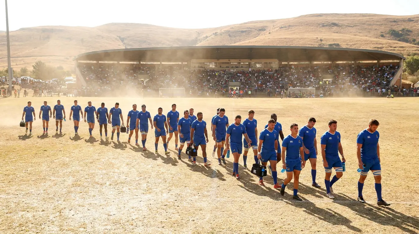 French rugby team playing in Southern Hemisphere conditions during a World Cup