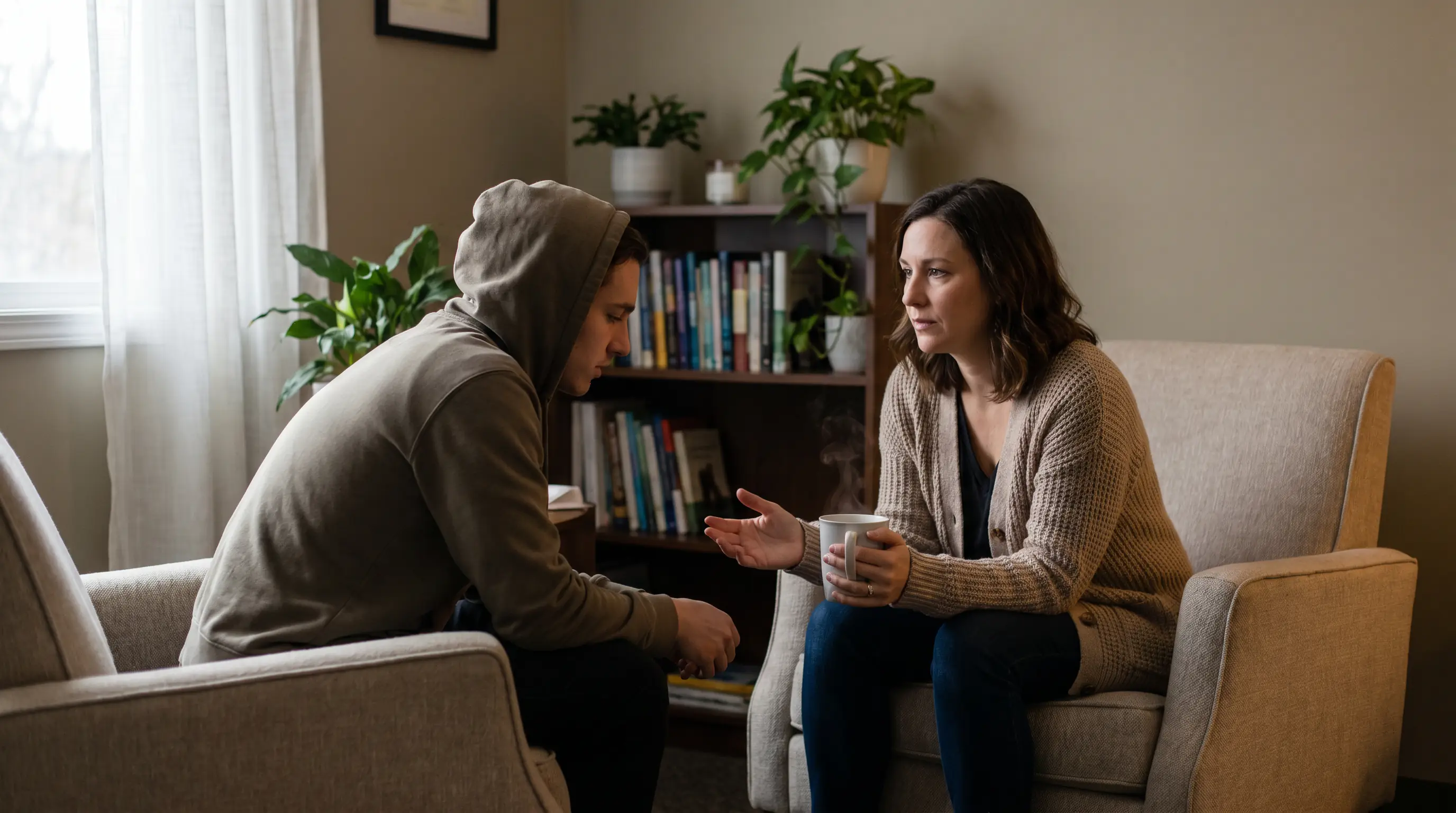 Person speaking with support counsellor representing GamCare helpline and responsible gambling aid