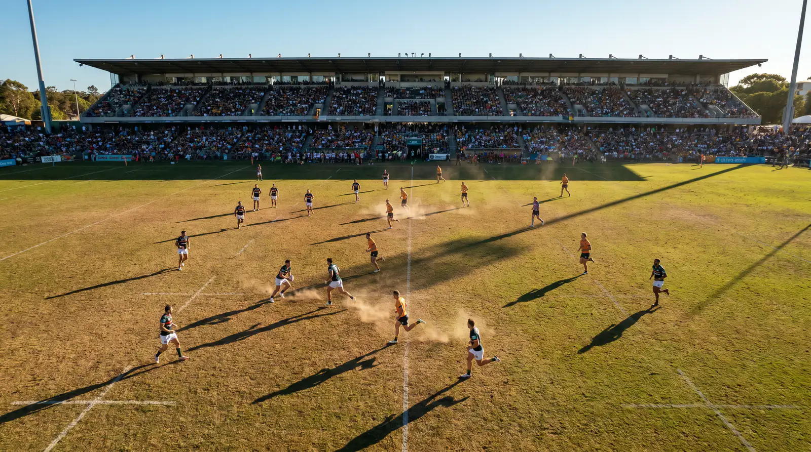 High-scoring Rugby World Cup pool match on a dry Australian pitch