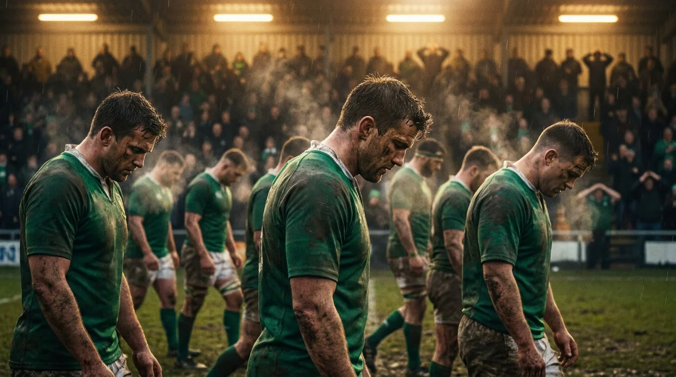 Irish rugby players dejected after a World Cup quarter-final exit