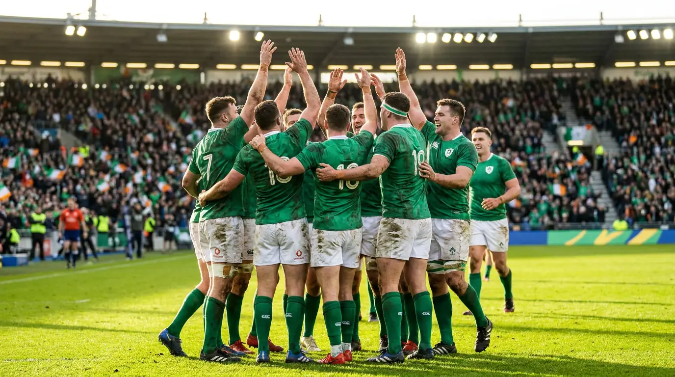 Ireland celebrating a Six Nations title with structured precision game play
