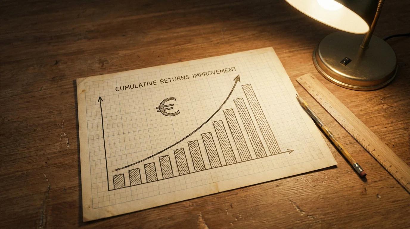 Chart showing cumulative returns improvement from consistent line shopping