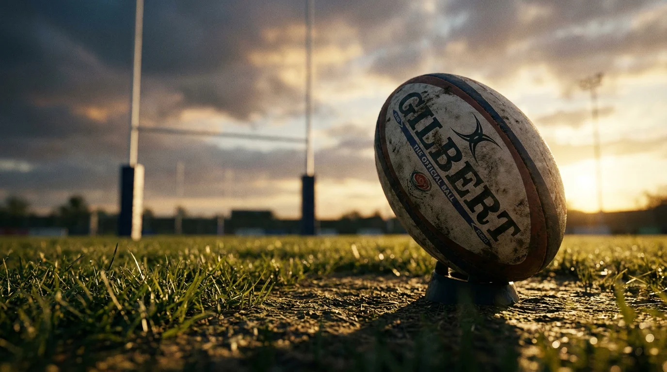 Penalty goal kick aimed at the rugby posts during a World Cup knockout match