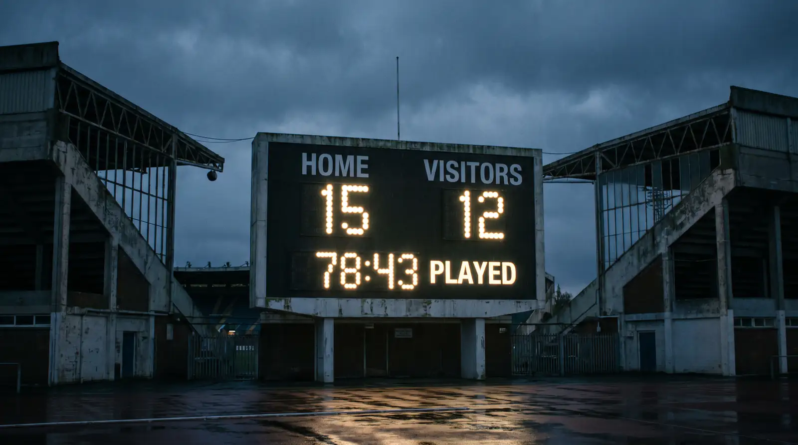 Scoreboard showing try-scoring rate drop between pool and knockout stages