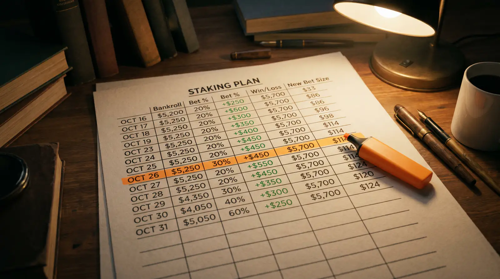 Proportional staking method adjusting bet sizes based on bankroll balance