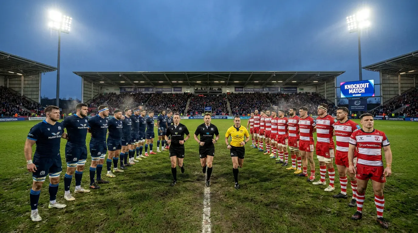 Rugby teams lining up for new Round of 16 elimination match at World Cup stadium