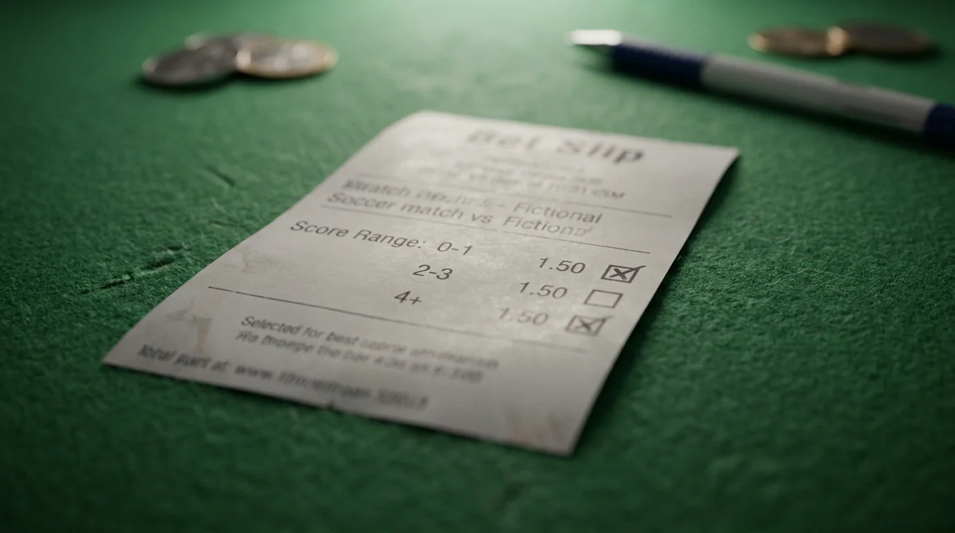 Score range betting slip showing banded outcome selections for rugby