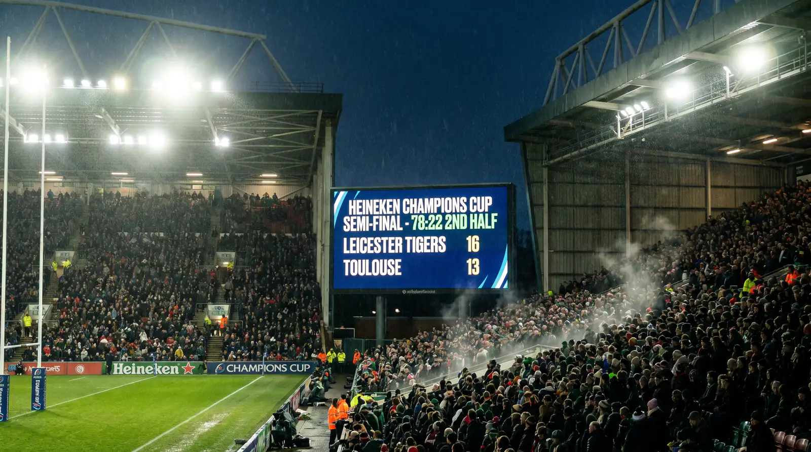 Scoreboard showing low total points in Rugby World Cup semi-final reflecting defensive intensity
