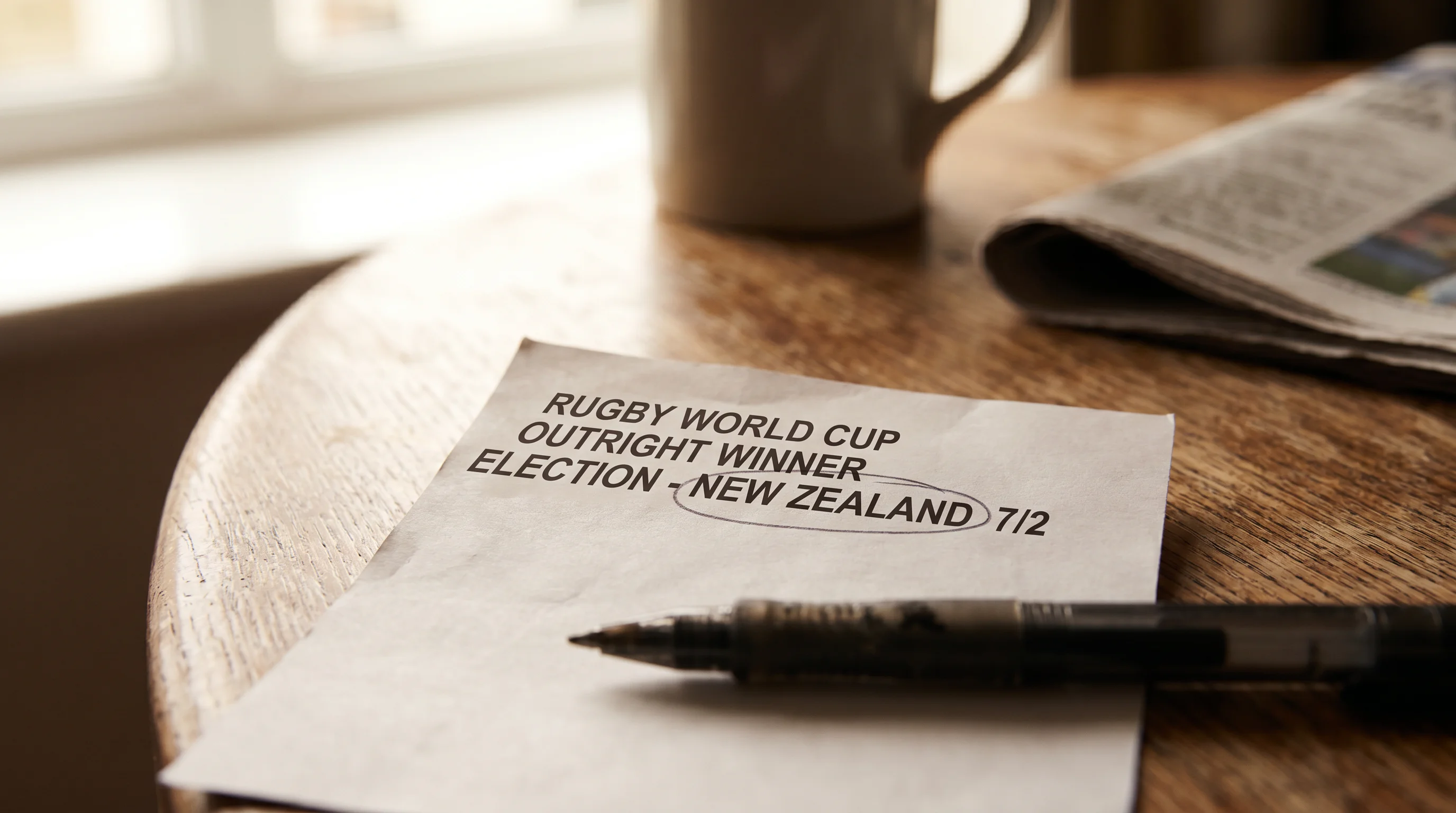 Betting slip showing South Africa outright odds for third consecutive Rugby World Cup title