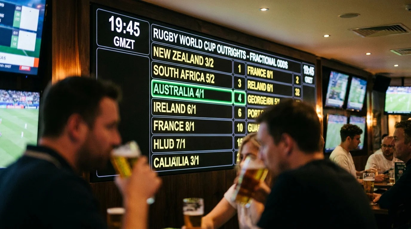 Betting odds display showing adjusted prices for host nation Australia at Rugby World Cup
