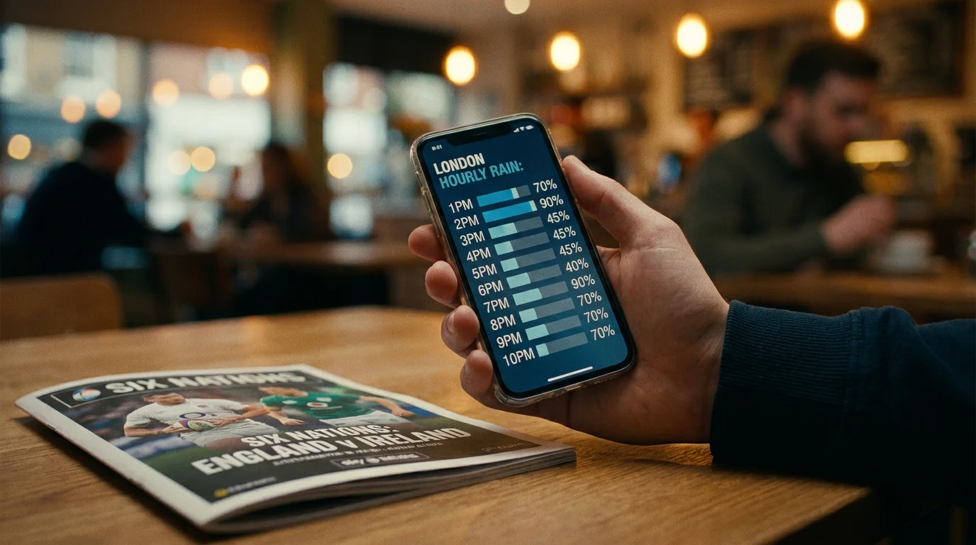 Bettor checking Australian weather forecast before placing rugby bet